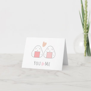 You and Me Cute Sushi Love Heart Greeting Card Kort