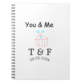 You and me love cup cake red valentine's day name  anteckningsbok