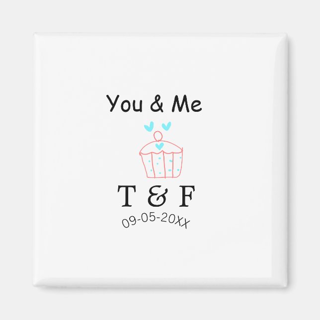 You and me love cup cake red valentine's day name  magnet (Framsidan)