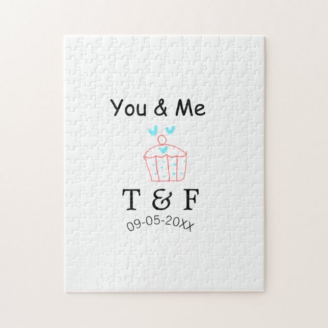 You and me love cup cake red valentine's day name  pussel (Vertikal)