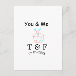You and me love cup cake red valentine's day name  vykort
