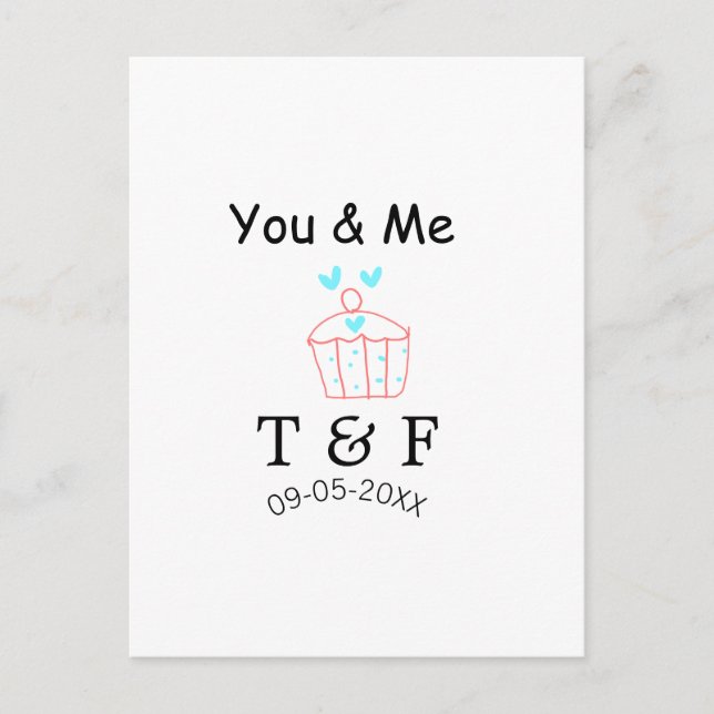 You and me love cup cake red valentine's day name  vykort (Framsida)