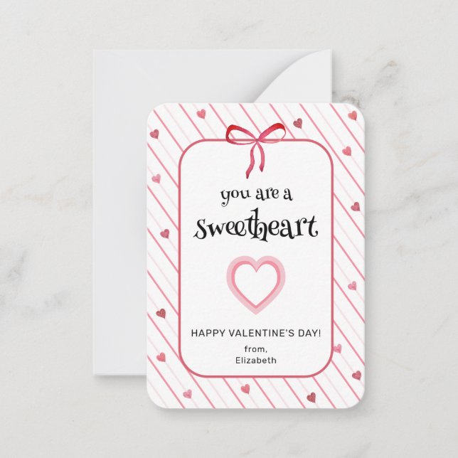 You Are A Sweetheart Classroom Valentine Anteckningskort (Framsida)