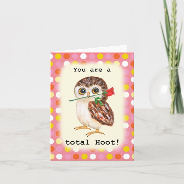 You are a total Hoot Cute Funny Owl Valentine Kort (Framsida)