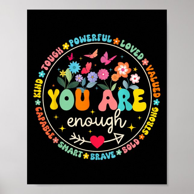 You Are Enough Floral Kind Love Peace Kindness Ins Poster (Framsidan)