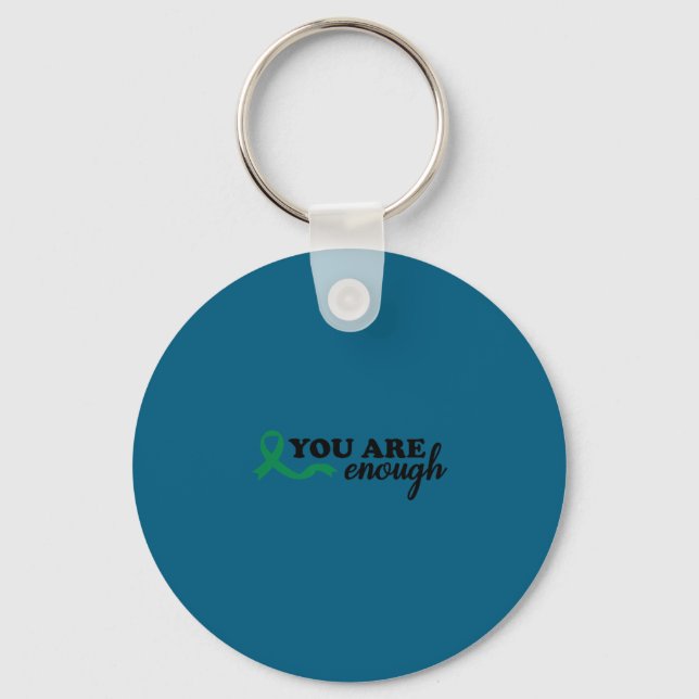 You Are Enough Mental Health Green Ribbon Suicide  Nyckelring (Framsida)