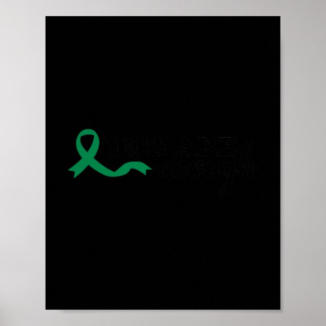 You Are Enough Mental Health Green Ribbon Suicide  Poster (Framsidan)