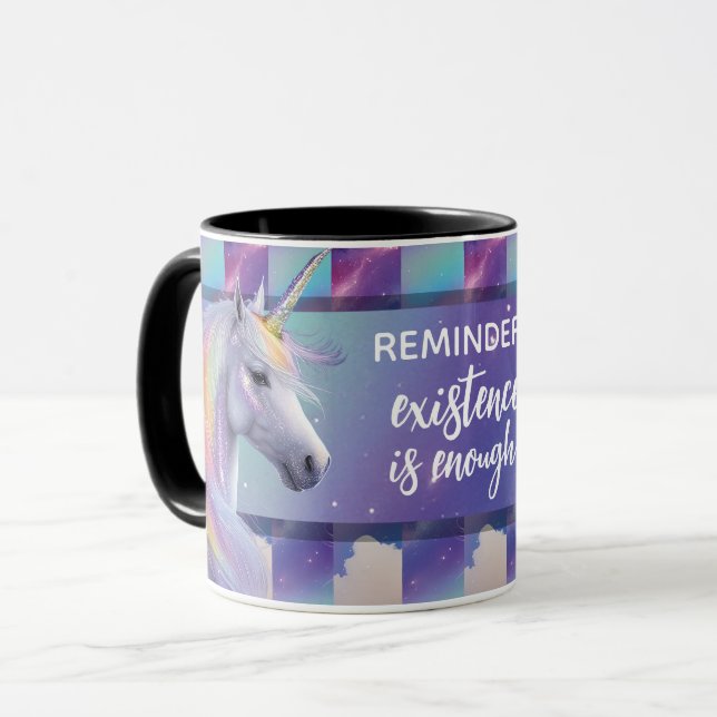 You Are Enough Reminder Rainbow Unicorn Mugg (Framsida vänster)