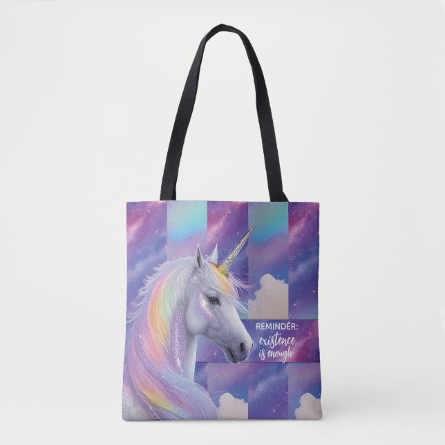 You Are Enough Reminder Rainbow Unicorn Tygkasse (Framsida)