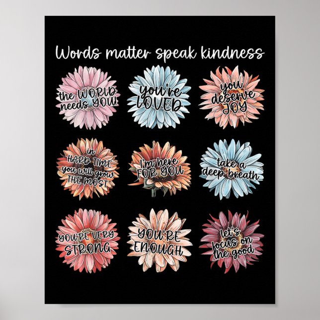 You Are Enough Words Speak Kindness Sitive Daisy  Poster (Framsidan)