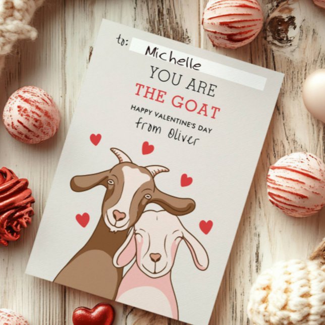 You Are GOAT Pun FUNNY KID classroom valentines Anteckningskort (Skapare uppladdad)