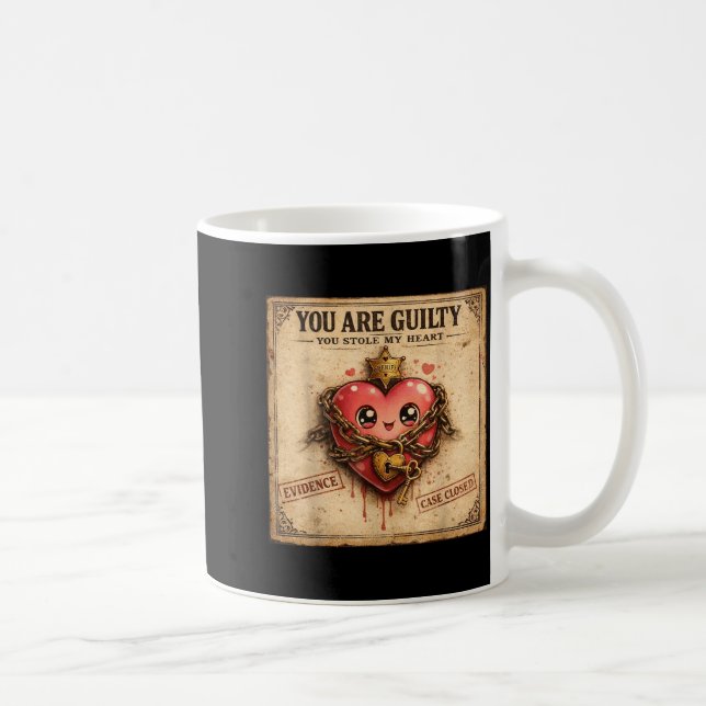 You Are Guilty You Stole My Heart Cute Valentine’s Kaffemugg (Höger)