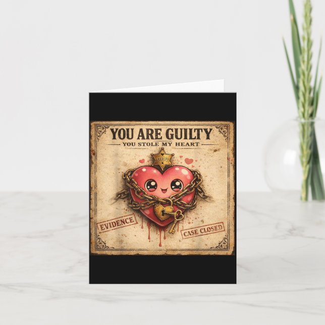 You Are Guilty You Stole My Heart Cute Valentine’s Kort (Framsida)