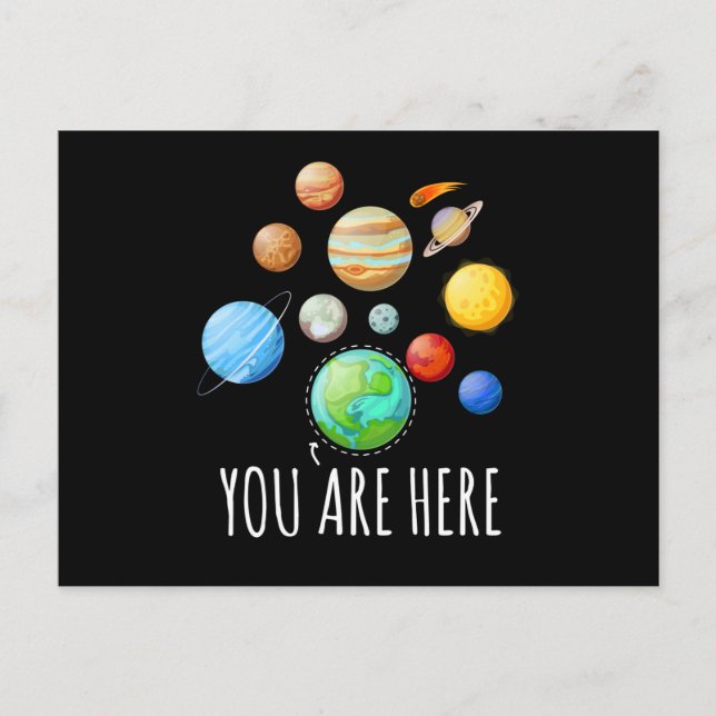 You Are Here Planet Astronaut Space Vykort (Framsida)