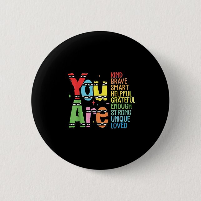 You Are Kind Smart Brave Motivational Back To Scho Knapp (Framsida)