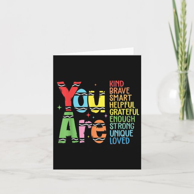 You Are Kind Smart Brave Motivational Back To Scho Kort (Framsida)