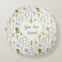 You Are Loved Floral Heart  Rund Kudde