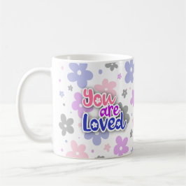 You Are Loved Flowers Genderfluid Pride Lettering Kaffemugg
