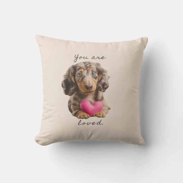 You Are Loved Pillow – Adorable Dachshund Gift  Kudde (Framsida)