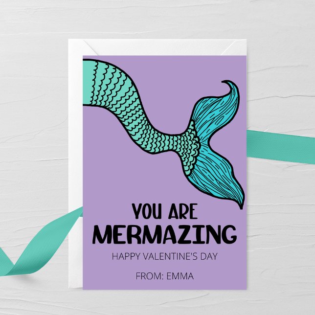 You Are Mermazing Valentine’s Day Card for Kids Anteckningskort (Skapare uppladdad)