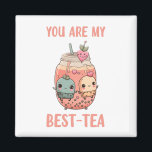 You are my best-tea kawaii boba bubble pearl tea magnet<br><div class="desc">Super kawaii pink boba bubble tea best friends has text that says, you are my best-tea. A sweet message to your bestie on Valentines Day, their birthday, or any day. A fun design for the best friend who loves the color pink, drinking boba bubble tea milk tea pearl tea and...</div>