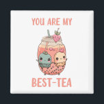 You are my best-tea kawaii boba bubble pearl tea magnet<br><div class="desc">Super kawaii pink boba bubble tea best friends has text that says, you are my best-tea. A sweet message to your bestie on Valentines Day, their birthday, or any day. A fun design for the best friend who loves the color pink, drinking boba bubble tea milk tea pearl tea and...</div>