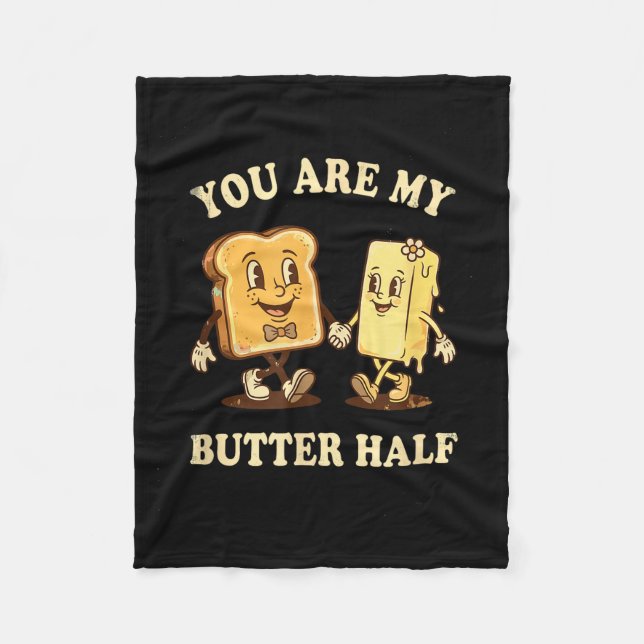You Are My Butter Half Retro Toast Bread Couple Va Fleecefilt (Framsidan)