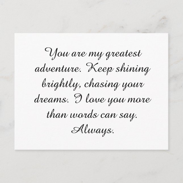 You are my greatest adventure. Keep shining bright Vykort (Framsida)