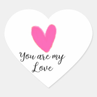 you are my love pink red heart watercolor kidretro hjärtformat klistermärke