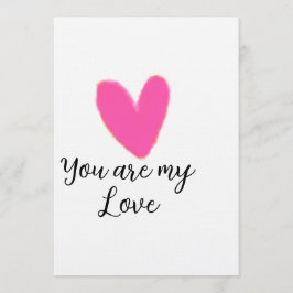you are my love pink red heart watercolor kidretro inbjudningar