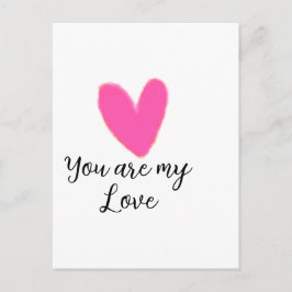 you are my love pink red heart watercolor kidretro vykort