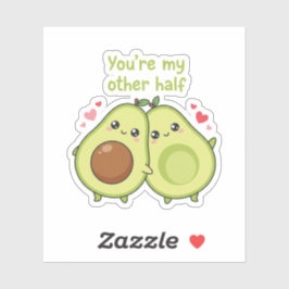 You Are My Other Half Cute Avocado Valentine  Klistermärken