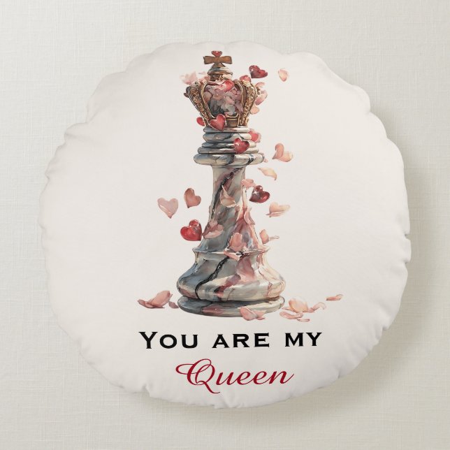 You Are My Queen Chess Valentine's Day Rund Kudde (Framsidan)