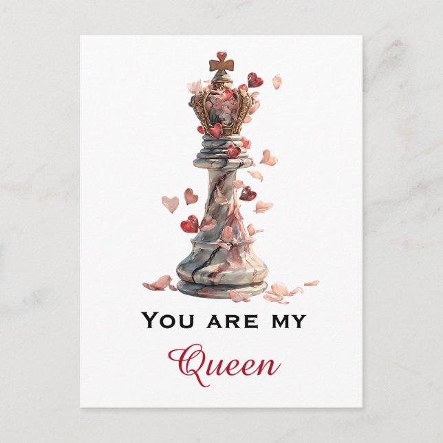 You Are My Queen Chess Valentine's Day Vykort (Framsida)