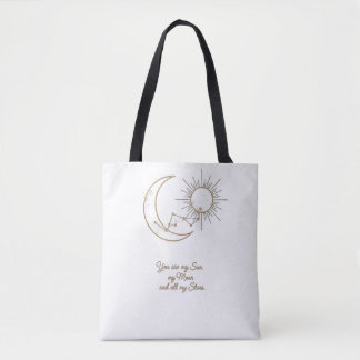 You are my Sun Moon and Stars Tote Bag - Elegant Tygkasse
