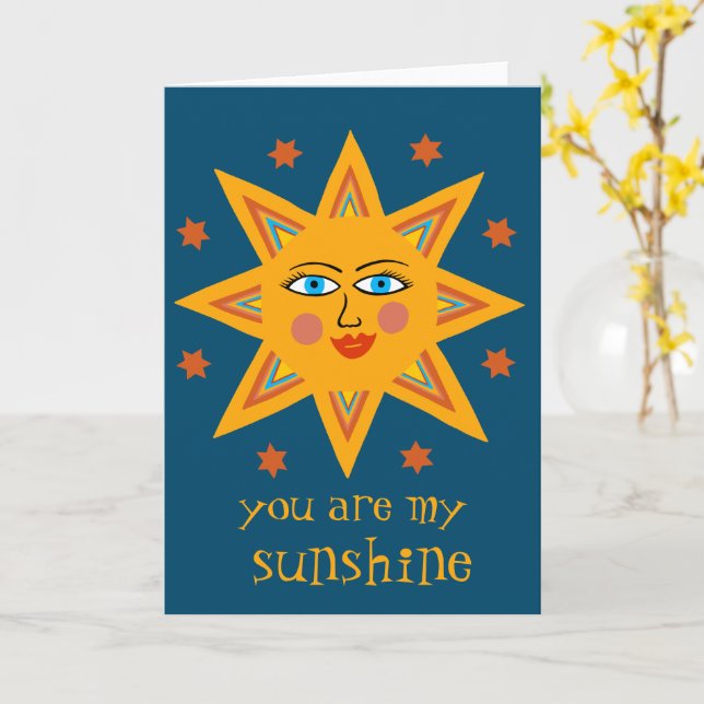 You are my Sunshine Cheerful Sun CUSTOM Kort (Gul blomma)