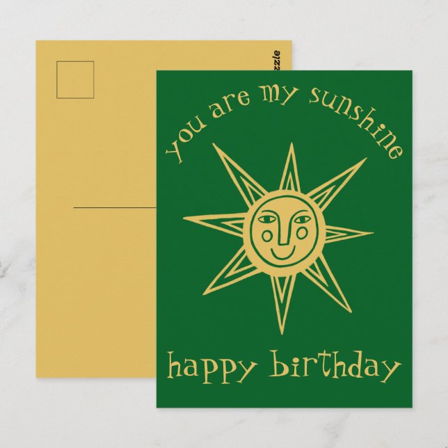 You are my sunshine HAPPY BIRTHDAY CUSTOM Vykort (Fram/baksida)