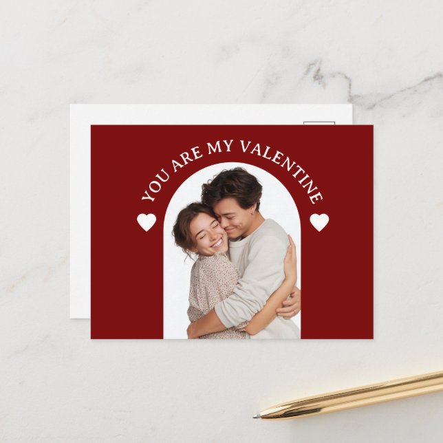 You Are My Valentine Custom Photo Card Vykort (Fram/Back In Situ)