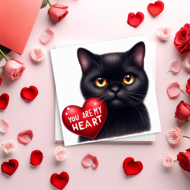 You Are My Valentine Heart Poem Black Cat Holiday  Kort (Skapare uppladdad)