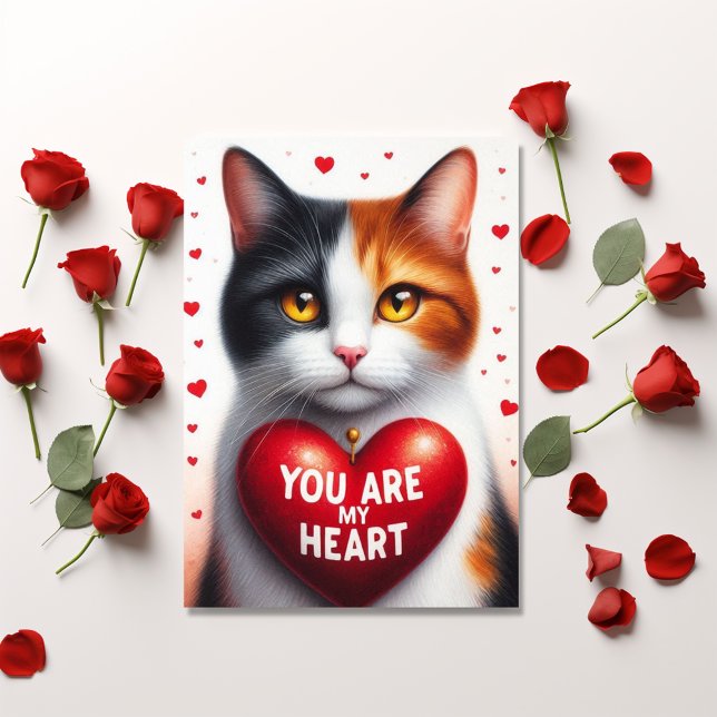 You Are My Valentine Heart Poem Calico Cat  Julkort (Skapare uppladdad)