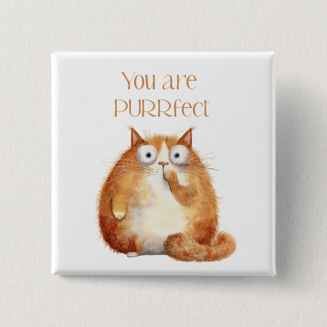 you are purrfect - orange cat bagde knapp (Framsida)