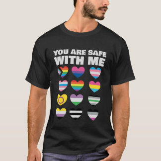 You Are Safe With Me LGBT-Q Cool Rainbow Flag Gay  T Shirt