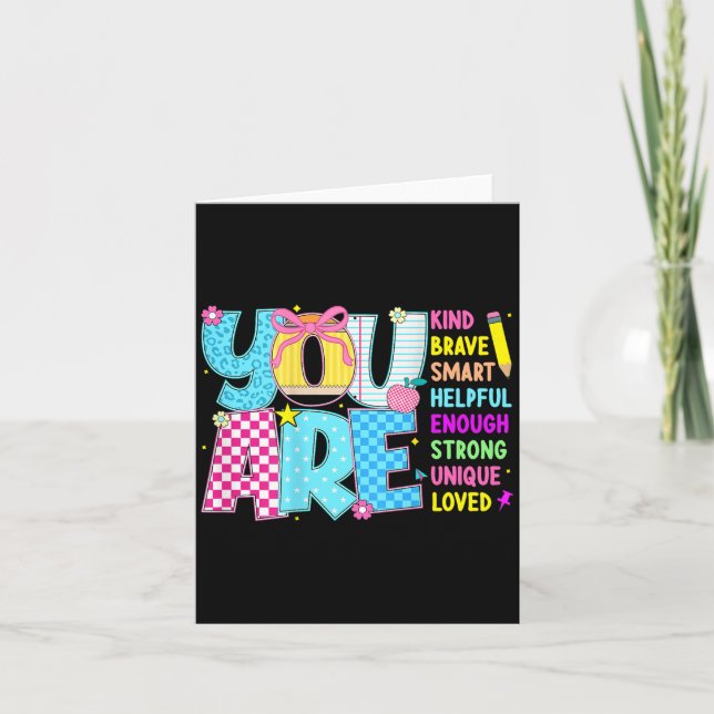 You Are Smart Brave Strong Kind Loved Motivation T Kort (Framsida)