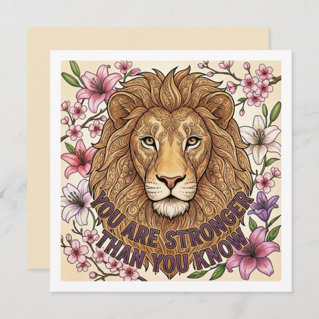 You Are Strong Personalized Lion Card Julkort (Fram/baksida)