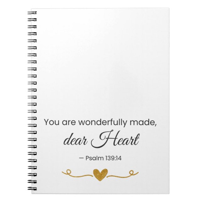 You Are Wonderfully Made – Psalm 139:14 Notebook Anteckningsbok (Framsidan)