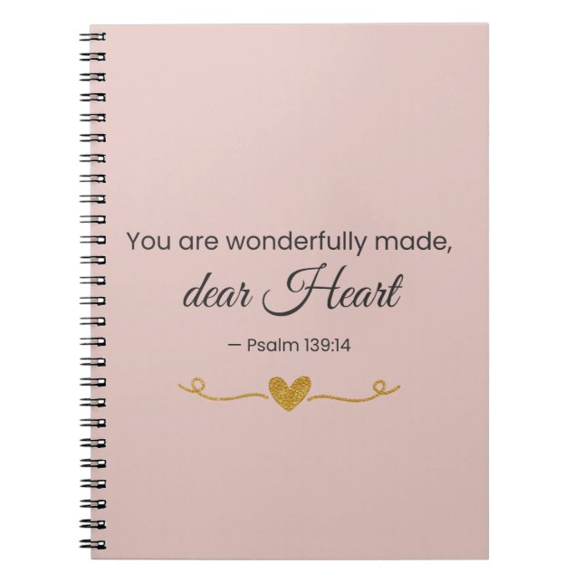 You Are Wonderfully Made – Psalm 139:14 Notebook Anteckningsbok (Framsidan)