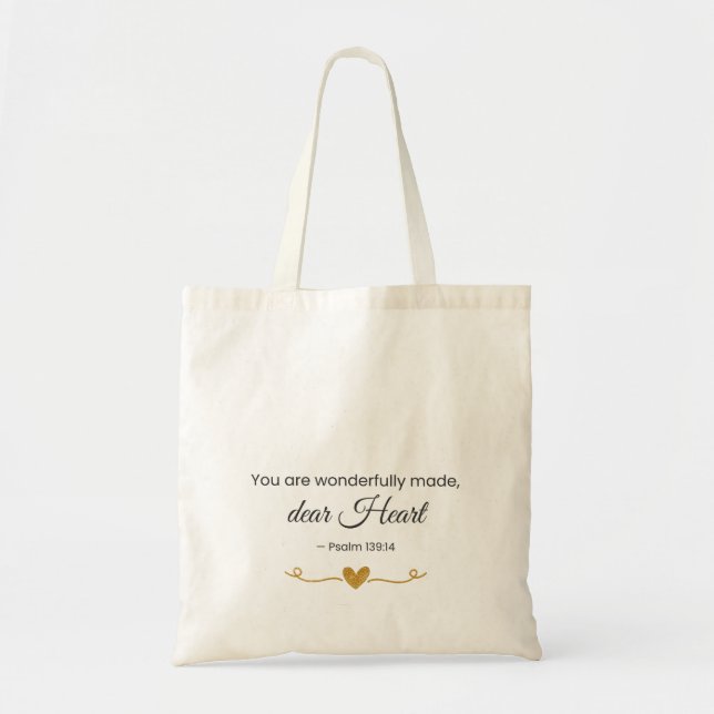 You Are Wonderfully Made – Psalm 139:14 Tote Bag Tygkasse (Framsidan)