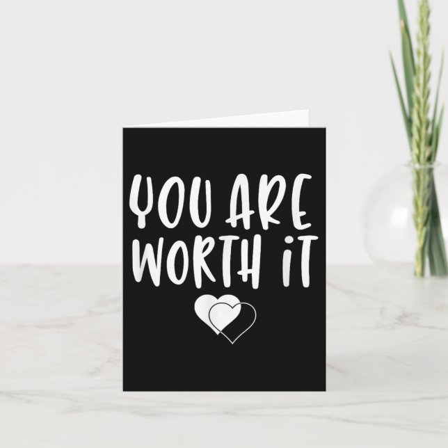 You Are Worth It Cute Motivational Women Hearts De Kort (Framsida)