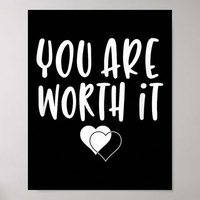 You Are Worth It Cute Motivational Women Hearts De Poster (Framsidan)