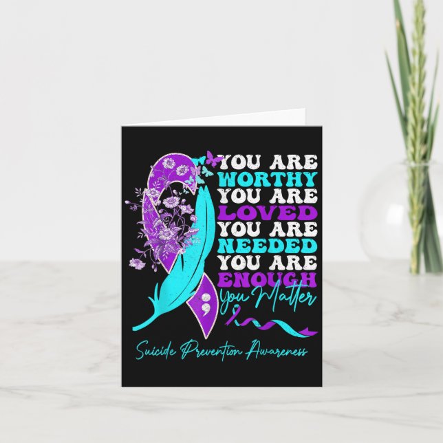You Are Worthy Loved Needed Enough Suicide Prevent Kort (Framsida)